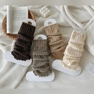 Cozy Ribbed Knit Socks Set - Brown, Tan, Cream 4pk New With Tags!